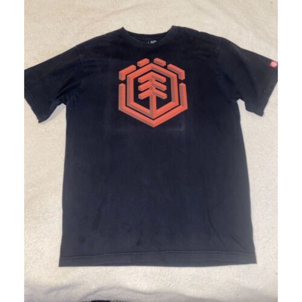 Element Skateboards Mens Black T Shirt Size L Red Logo Graphic